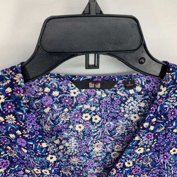 Uniqlo Dress Floral Print V Neck Button Down Front 3/4 Sleeve - Picture 4 of 12